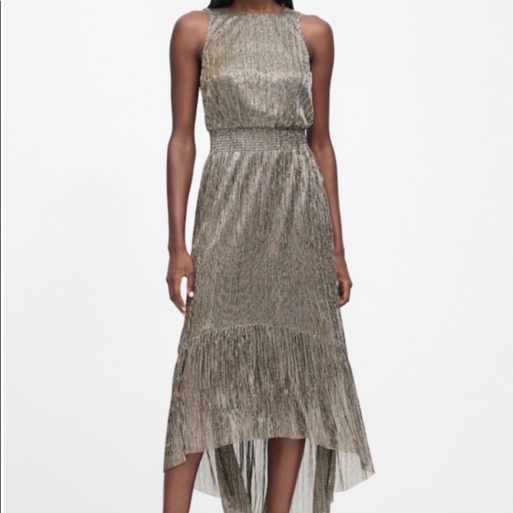 NWT Banana Republic metallic high low sleeveless dress